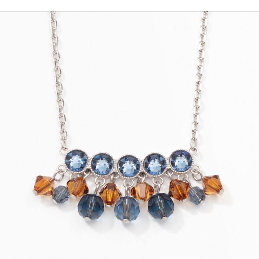 Touchstone Crystal By Swarovski Kinship Necklace Bnib Blue And Amber Crystals